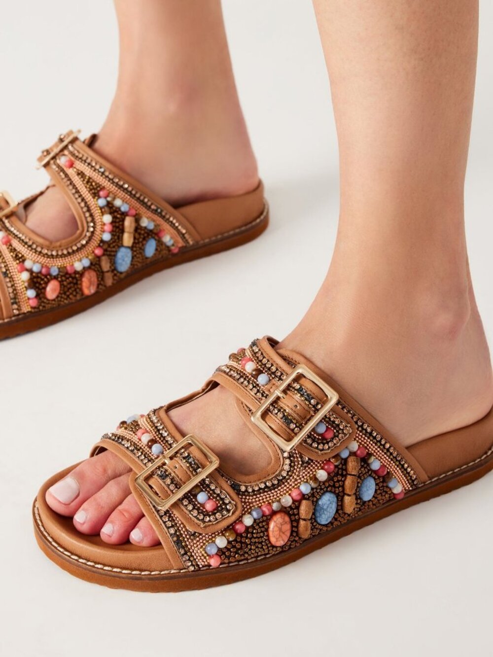 Steve Madden Cabo Multi Beaded Embellished Sandals Women’s Size 8 Slides - Picture 14 of 14